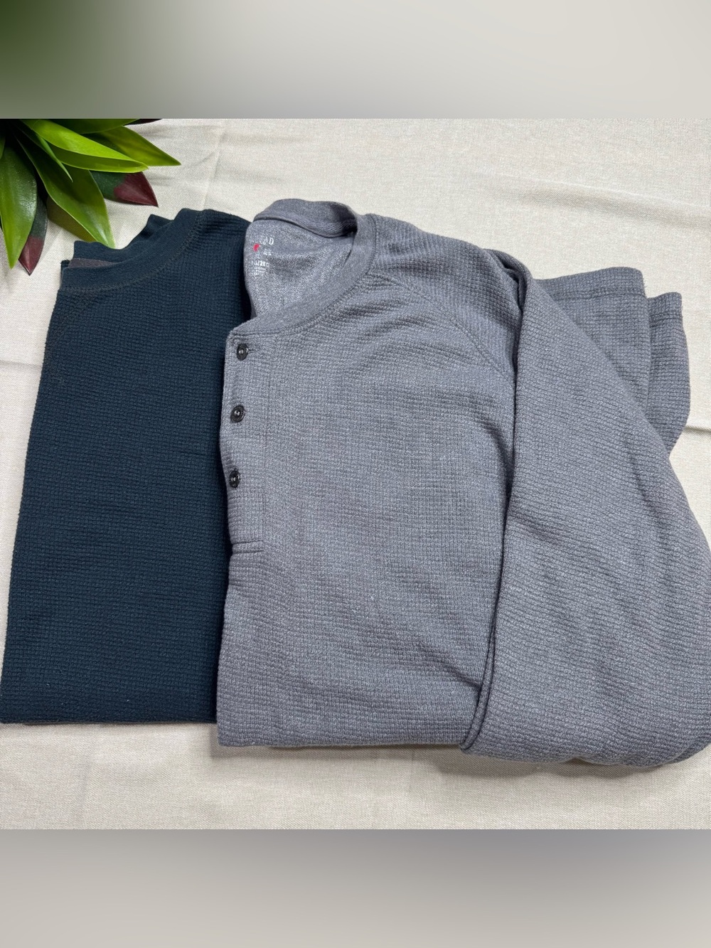 RedHead Waffle Knit Thermal Shirt Bundle Gray Blue 2X Long Sleeve